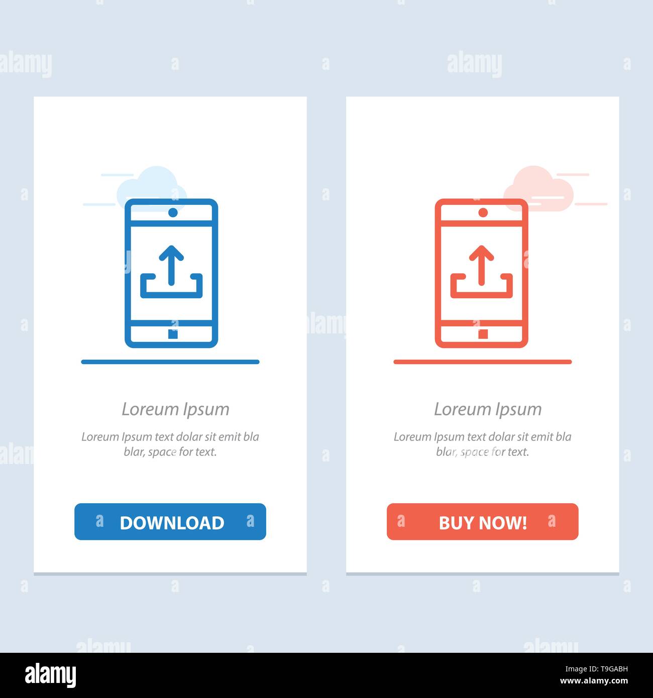 Application, Mobile, Mobile Application, Smartphone, Upload Blue and Red  Download and Buy Now web Widget Card Template Stock Vector Image & Art -  Alamy