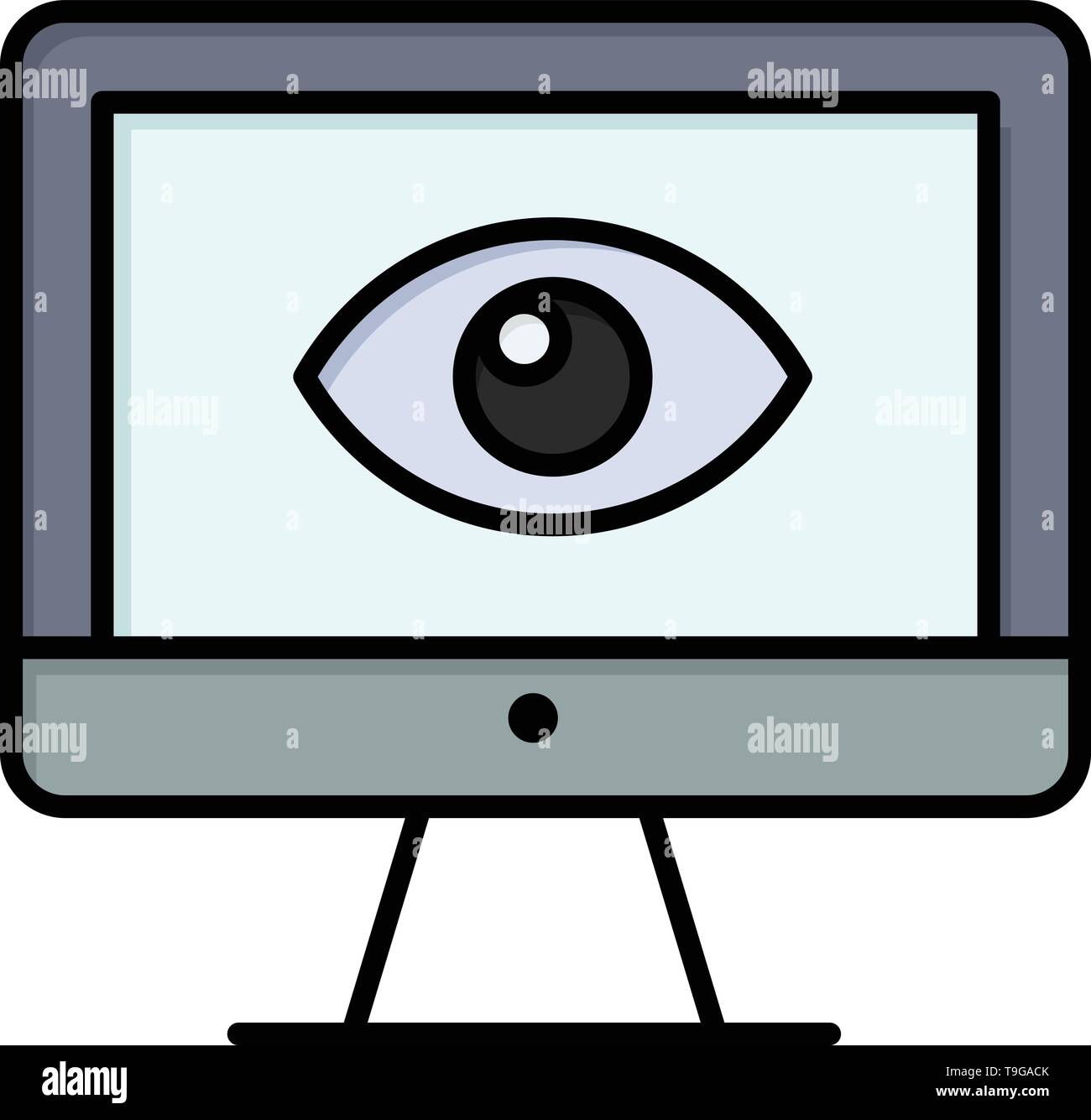 Monitor Online Privacy Surveillance Video Watch Flat Color