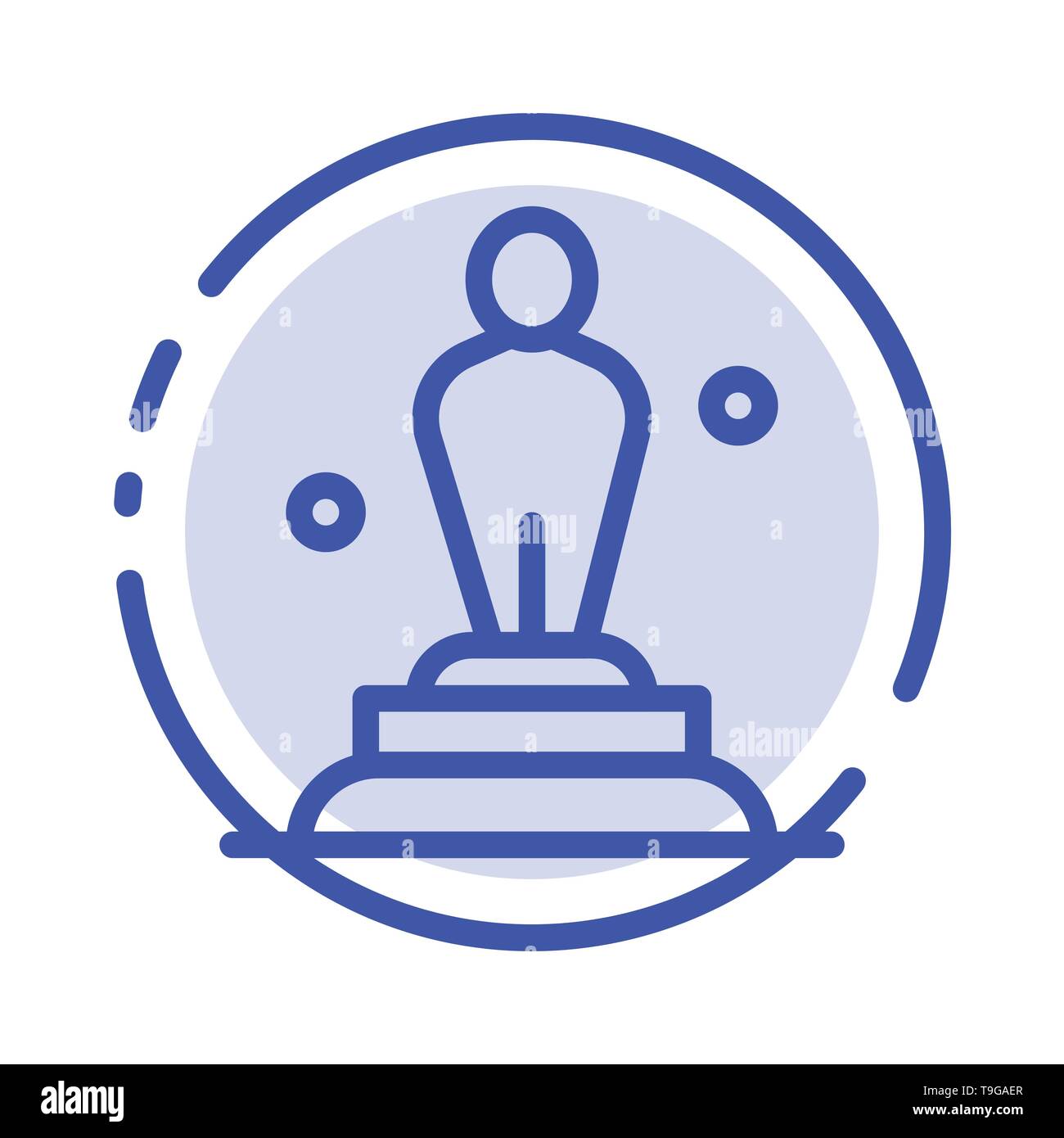 Academy, Award, Oscar, Statue, Trophy Blue Dotted Line Line Icon Stock Vector