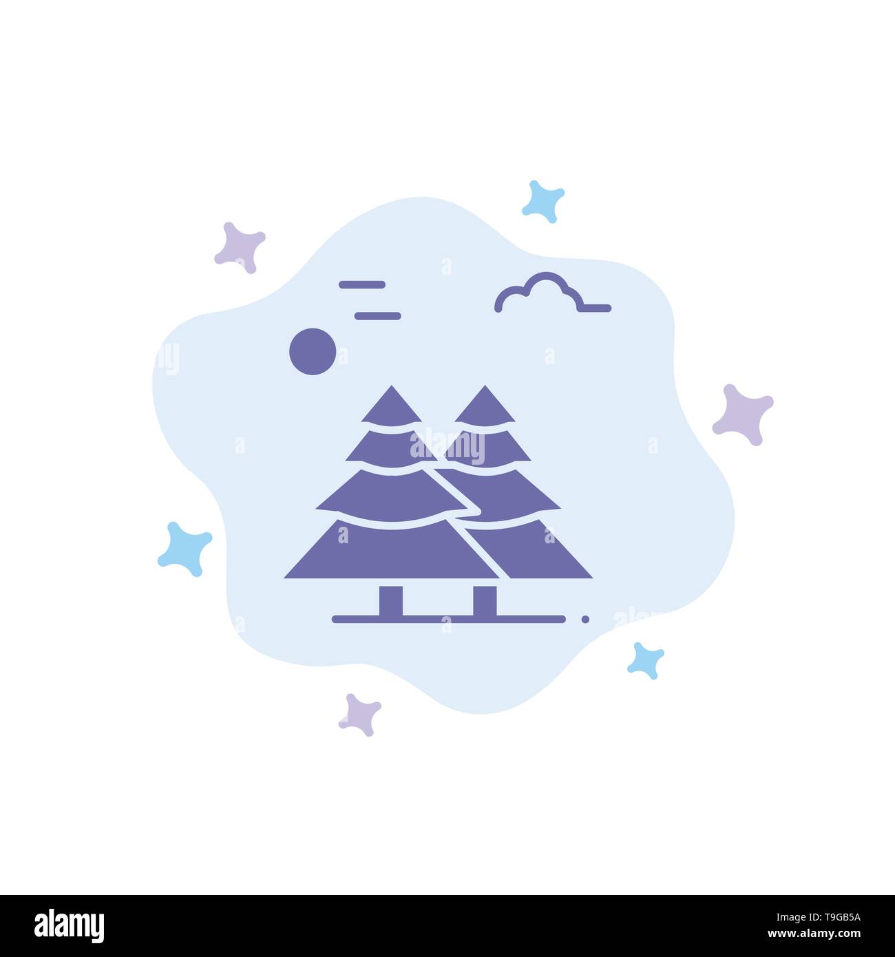 Alpine, Arctic, Canada, Pine Trees, Scandinavia Blue Icon on Abstract Cloud Background Stock Vector