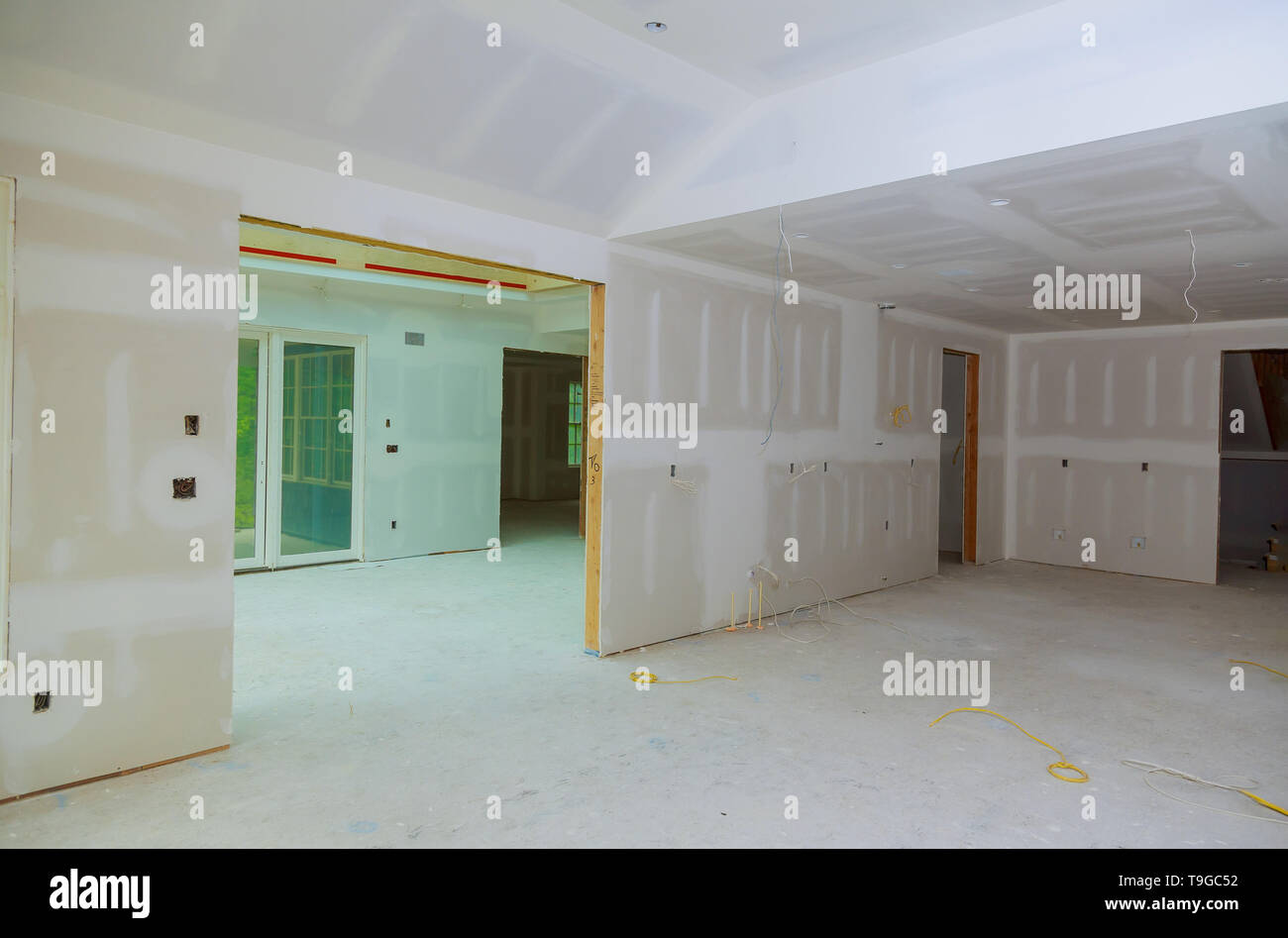 Gypsum Board Ceiling House Construction Stock Photos