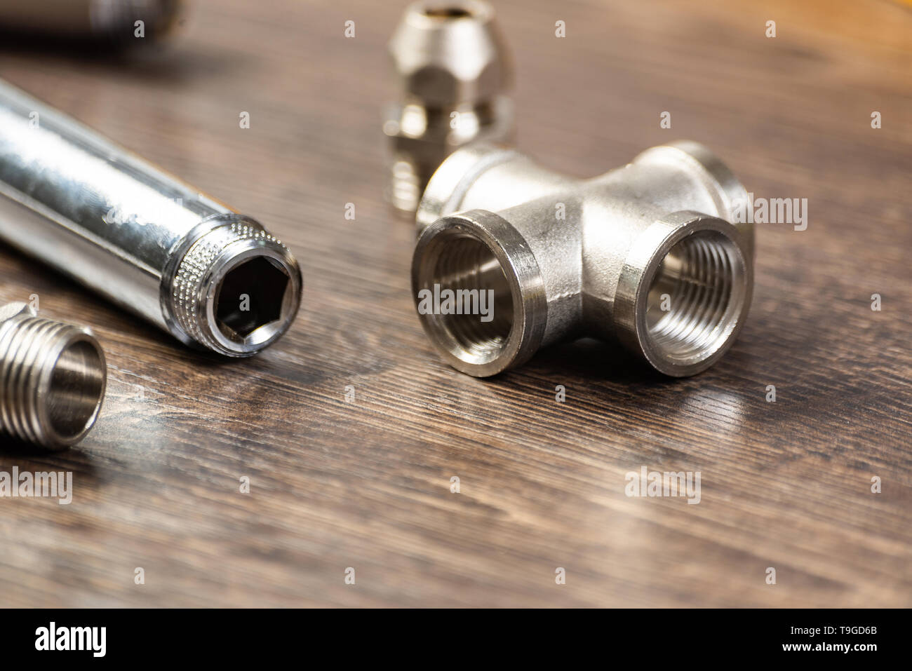 Steel water fittings and connections Stock Photo Alamy