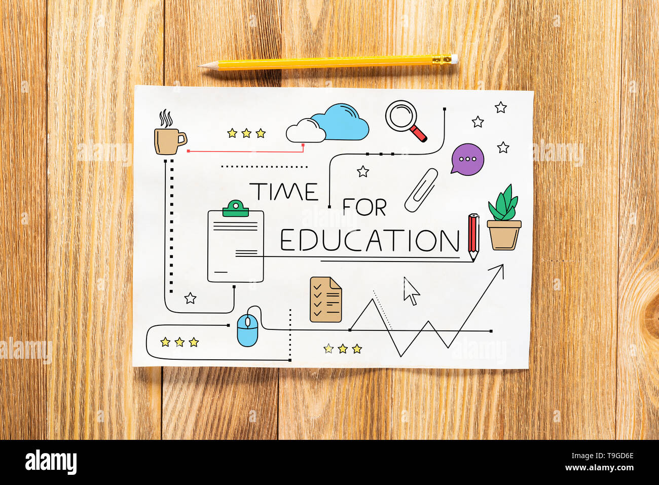 Time for education pencil hand drawn Stock Photo Alamy