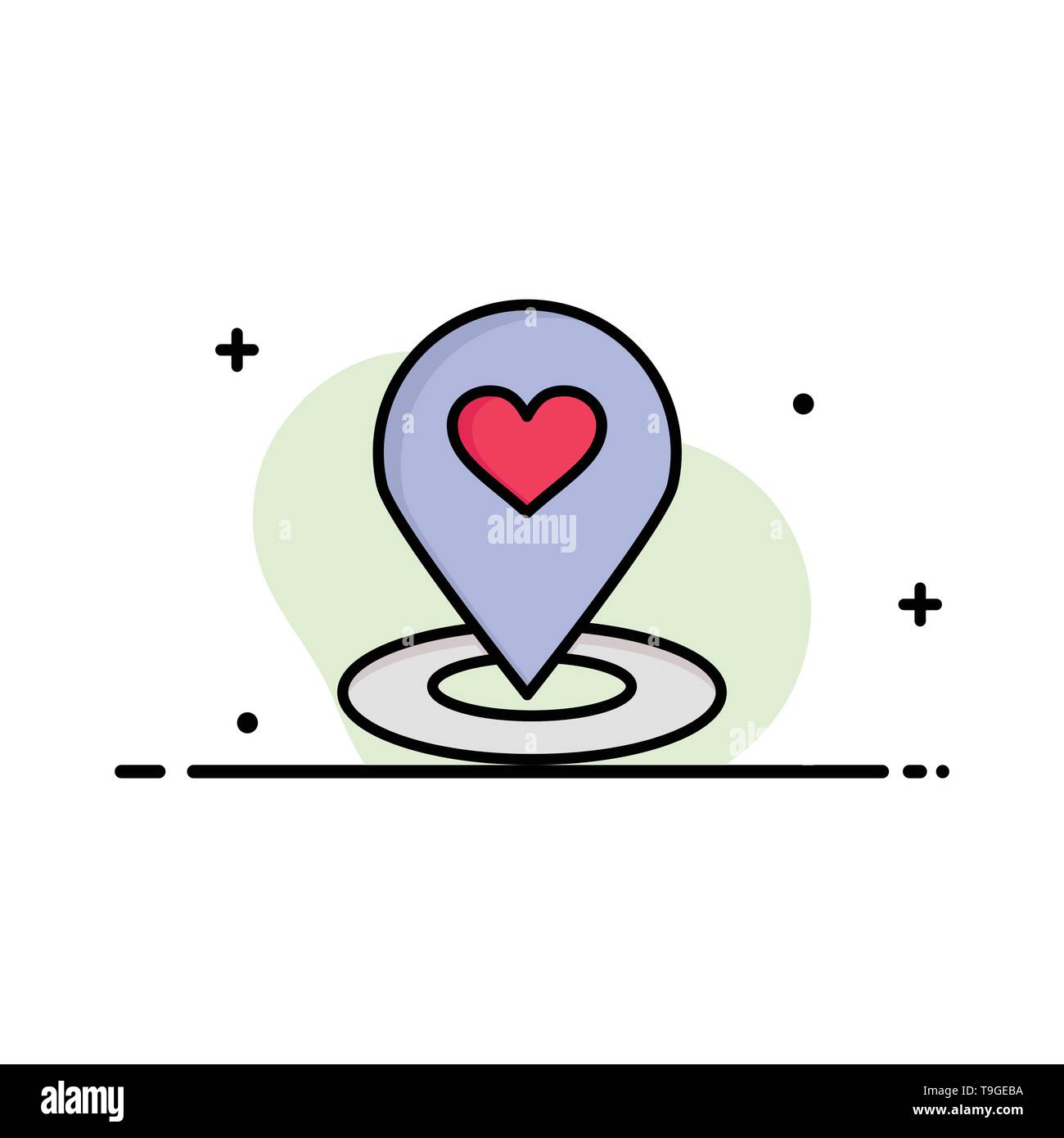 Location, Map, Location Finder, Pin, Heart Business Logo Template. Flat Color Stock Vector