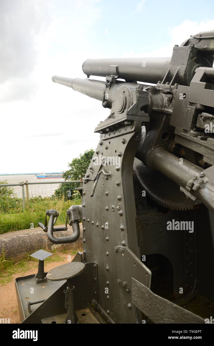 QF 3.7-inch Anti-Aircraft Gun, coastal fortifications Fort Paul Stock ...