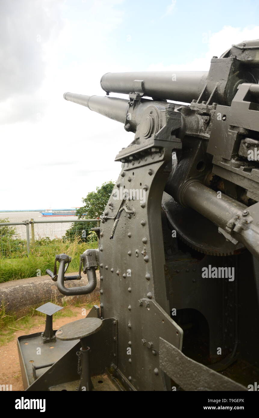 QF 3.7-inch Anti-Aircraft Gun, coastal fortifications Fort Paul Stock ...