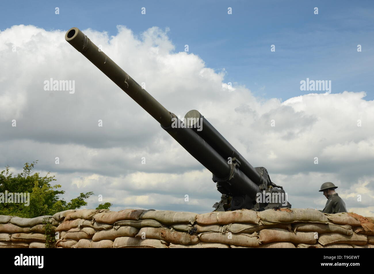 QF 3.7-inch Anti-Aircraft Gun, coastal fortifications Fort Paul Stock Photo