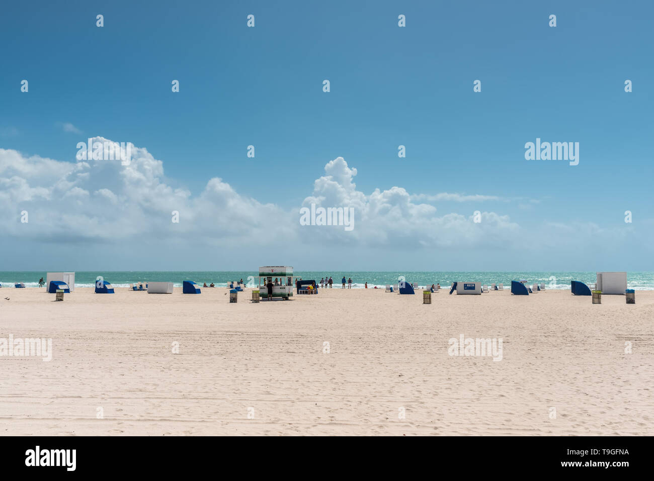Miami, FL, USA - April 19, 2019: World famous travel location - South beach scene in Miami, Florida, United States of America, situated just across th Stock Photo