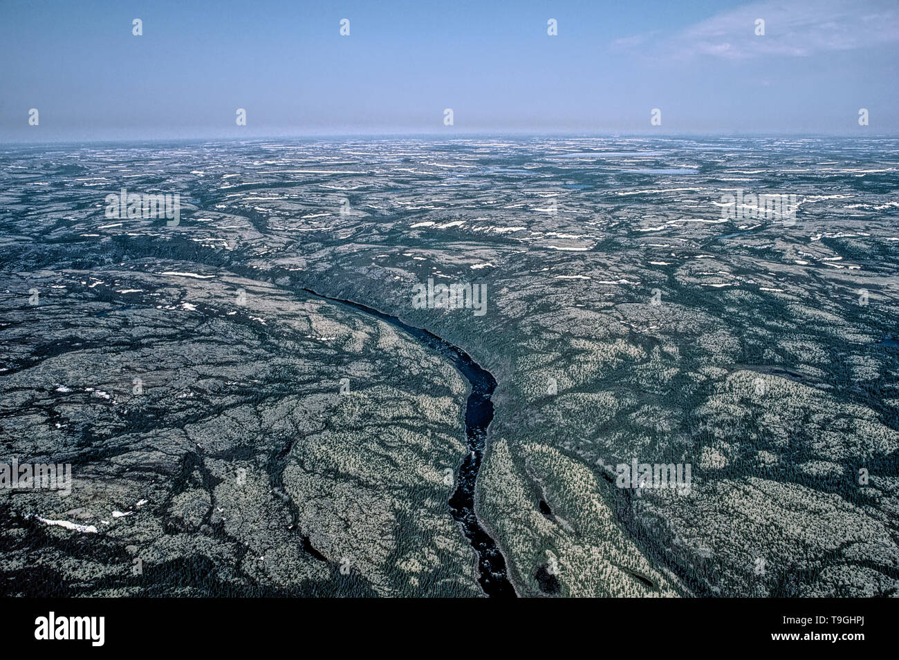 Aerial view of the Canadian Shield, Caniapiscau, Quebec, Canada Stock Photo