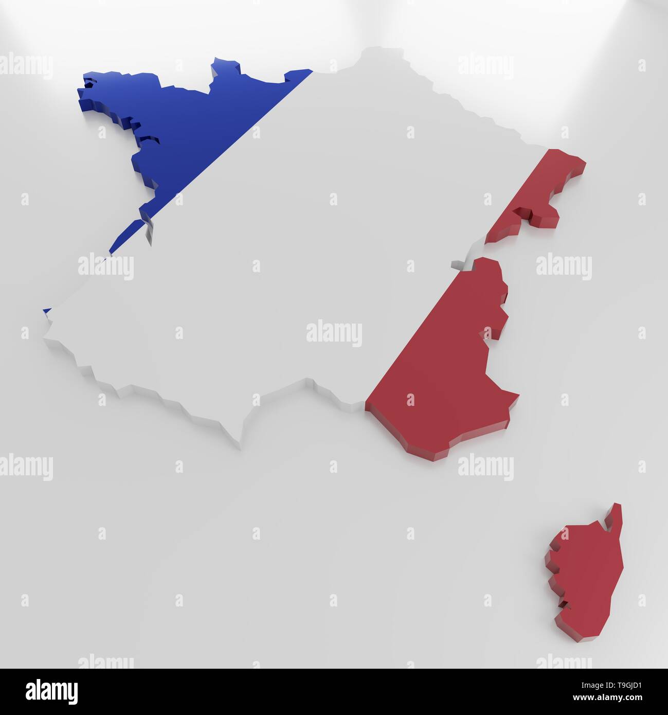 A 3d-illustration of France with the Flag on it Stock Photo - Alamy