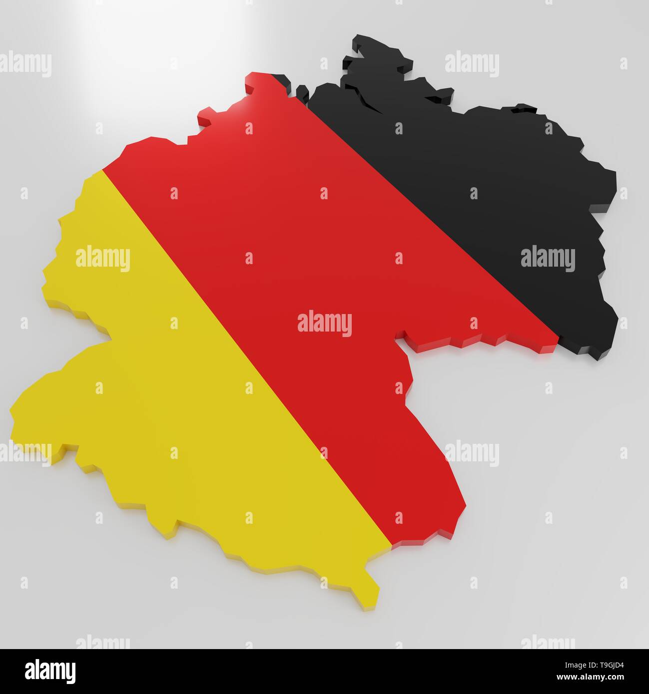 A 3d-illustration of Germany with the Flag on it Stock Photo
