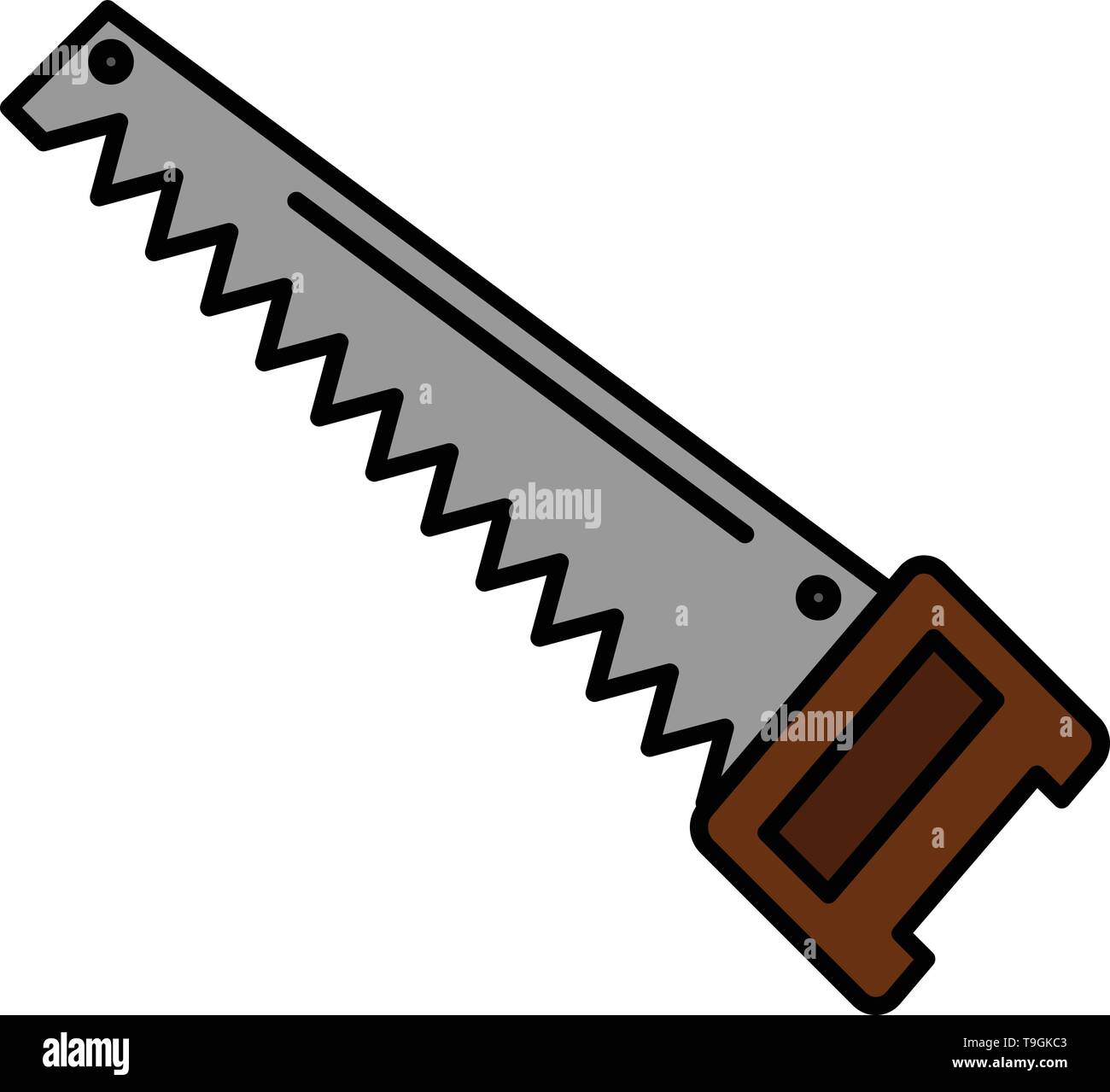 Saw Hand Bade Construction Tools Flat Color Icon Vector Icon