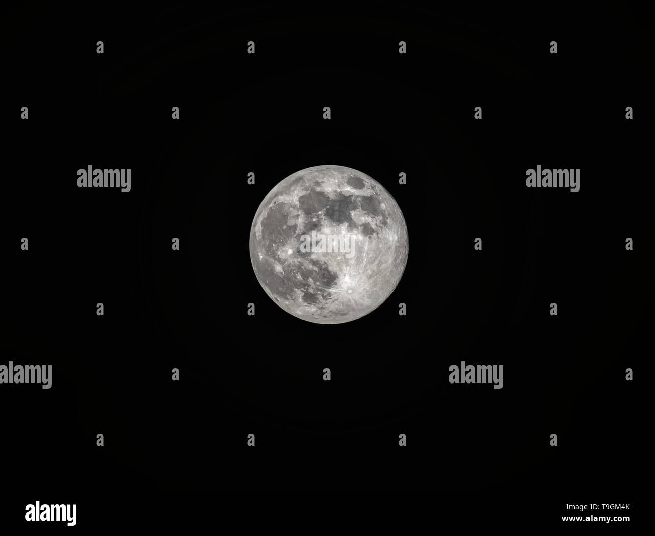 Full moon on the dark night sky Stock Photo