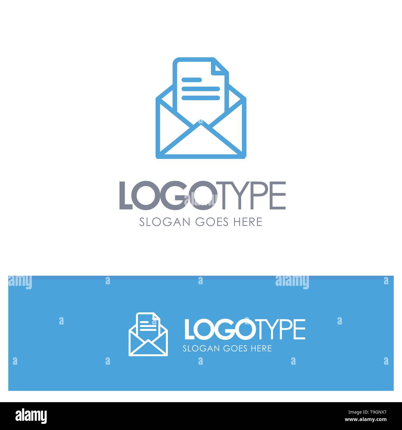 Text, Mail, Office, Pencil Blue outLine Logo with place for tagline ...