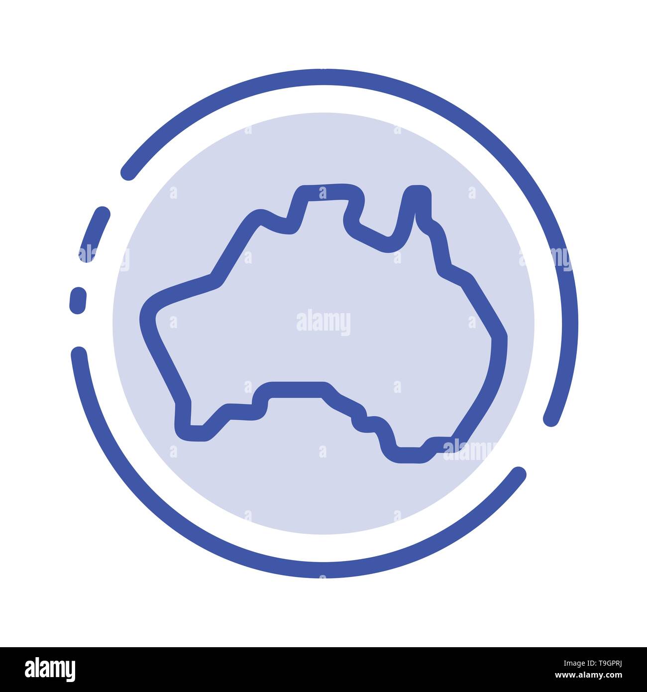 Australian, Country, Location, Map, Travel Blue Dotted Line Line Icon Stock Vector