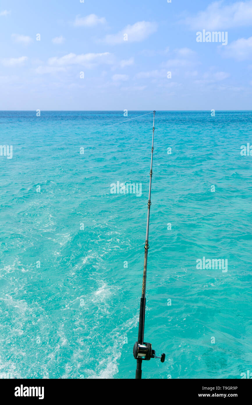 Fishing inside the Belize Barrier Reef,  a series of coral reefs straddling the coast of Belize Stock Photo