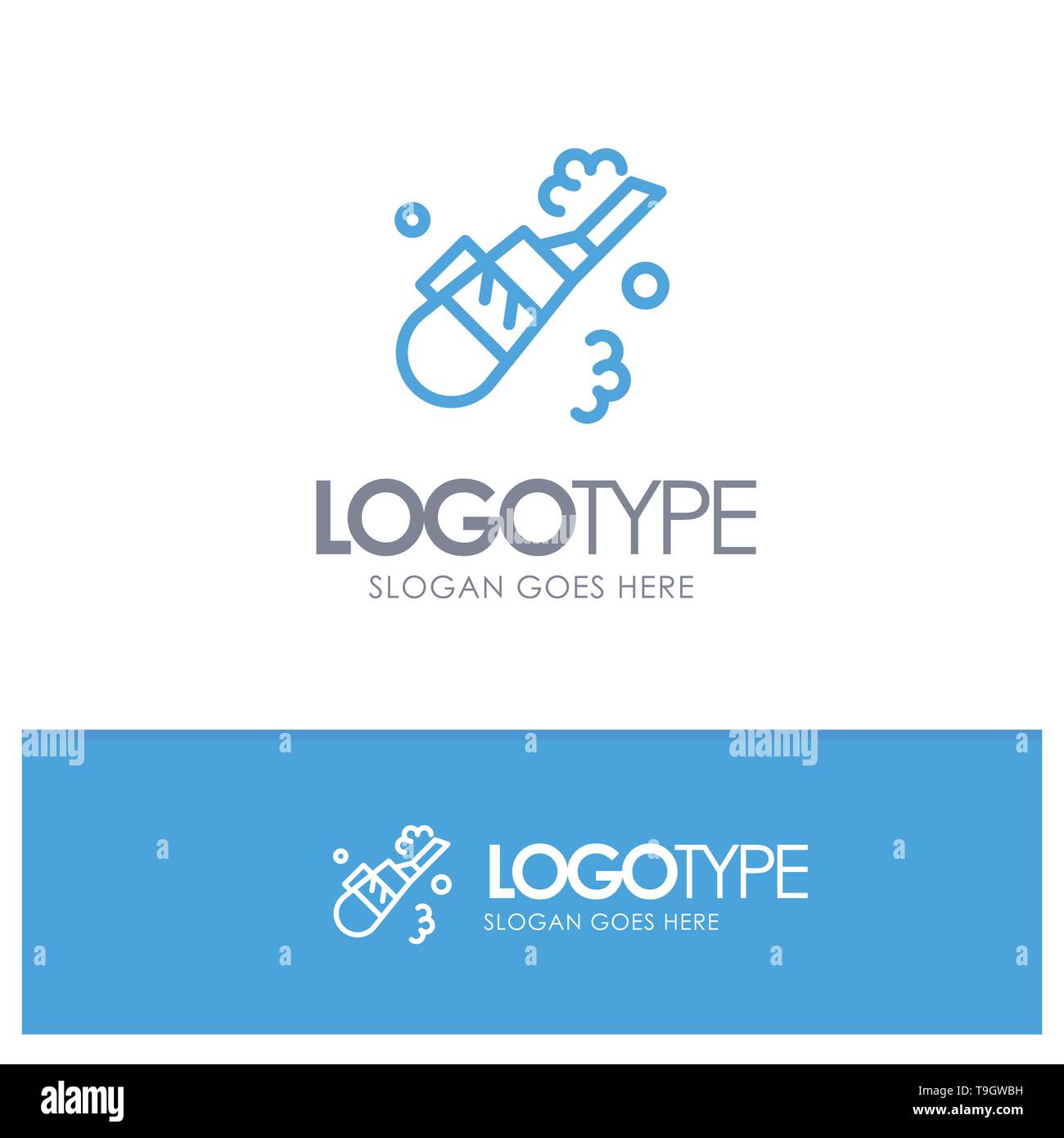 Cleaner, Cleaning, Vacuum, Pipe Blue outLine Logo with place for