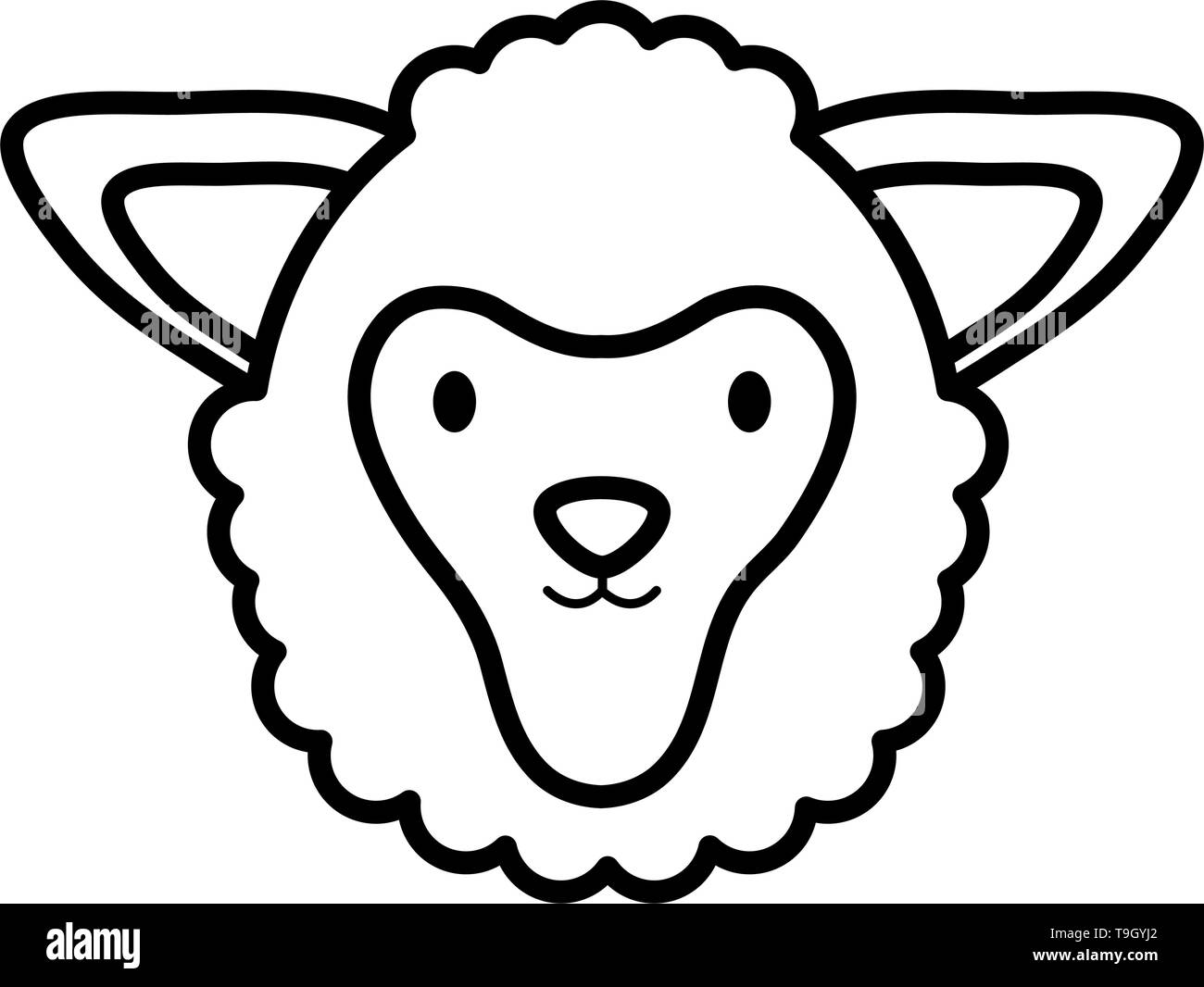cute sheep head childish character vector illustration design Stock