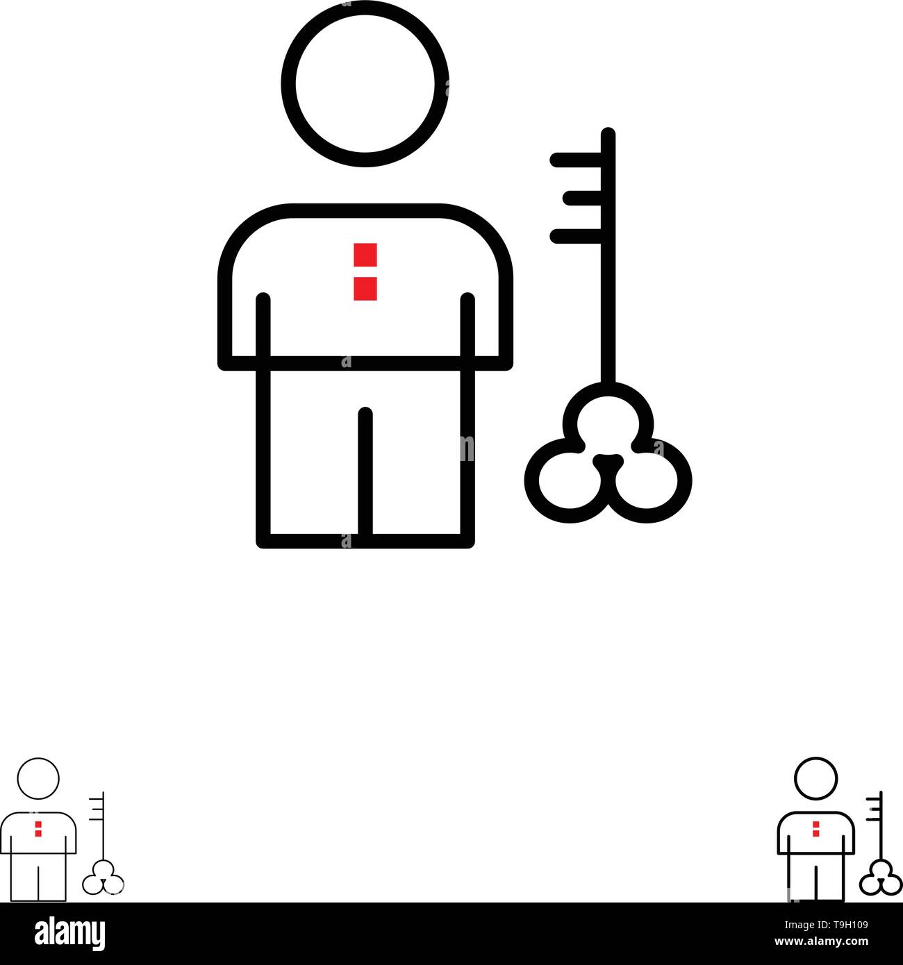 Solution, Key, Lock, Man, Person, Provider, Security Bold and thin ...