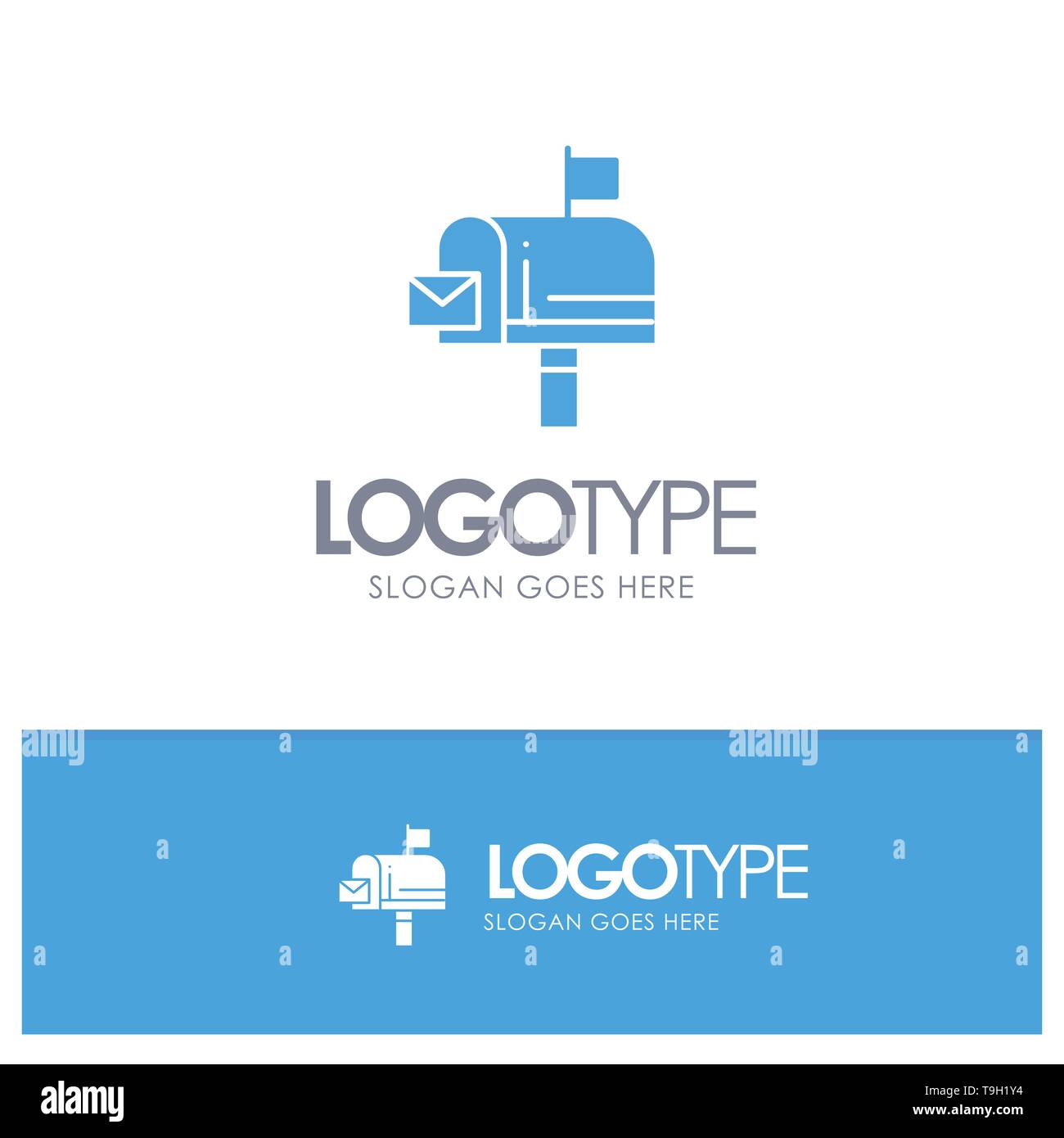 Mail, Box, Message, Email Blue Solid Logo with place for tagline Stock