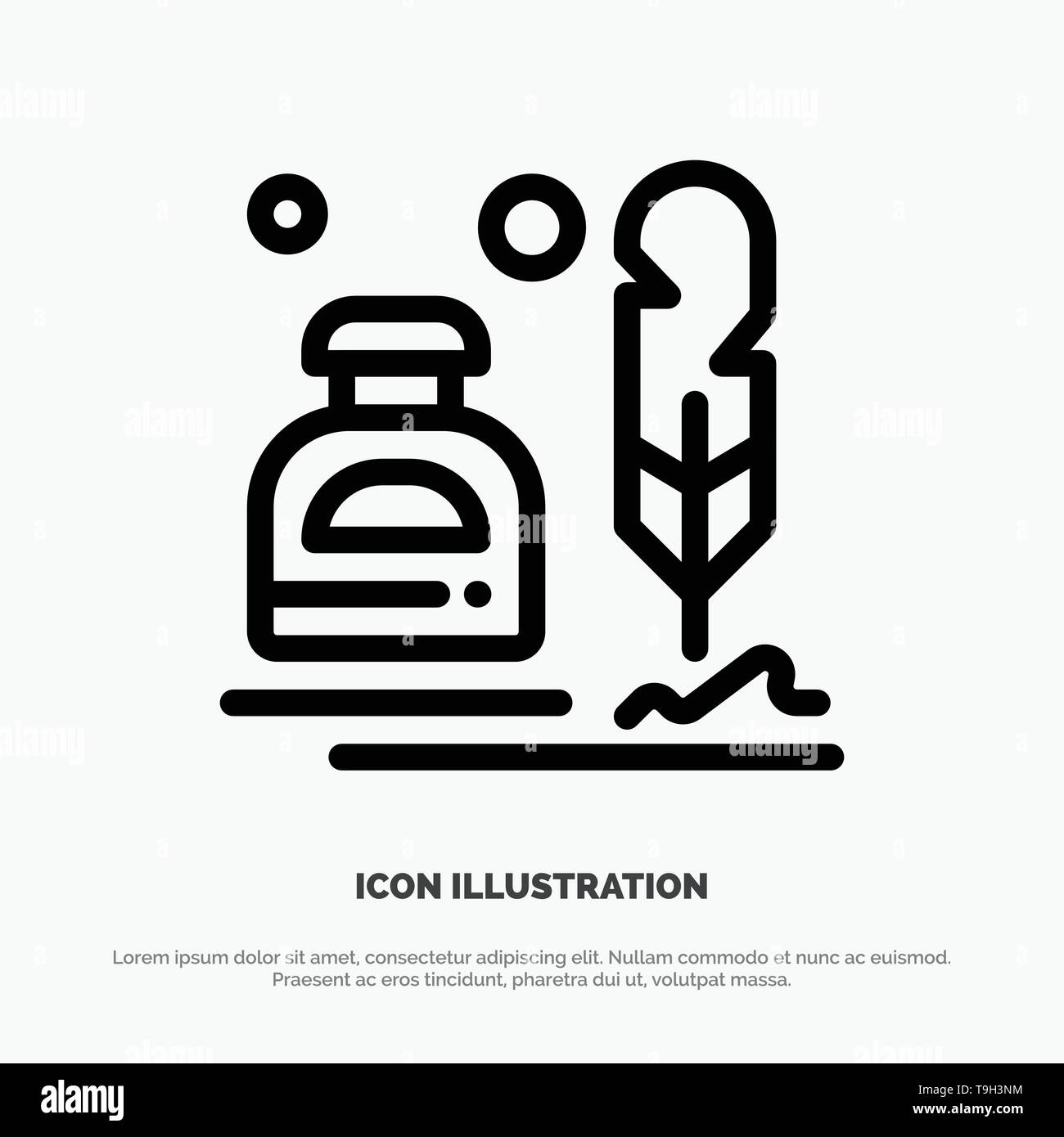Ink, Erite, Fur, Letter, Office, Line Icon Vector Stock Vector