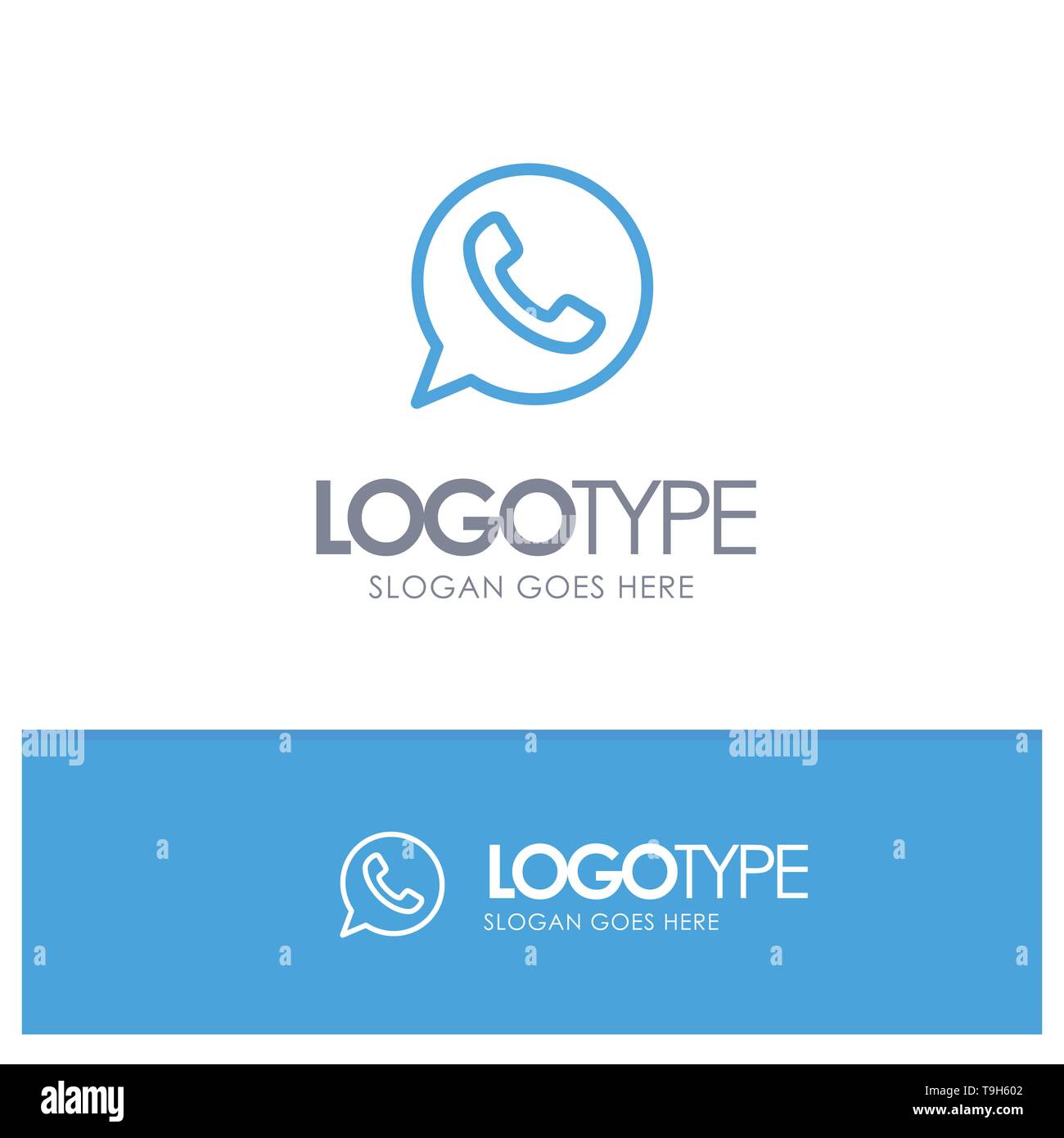 App Chat Telephone Watts App Blue Outline Logo With Place For line Stock Vector Image Art Alamy