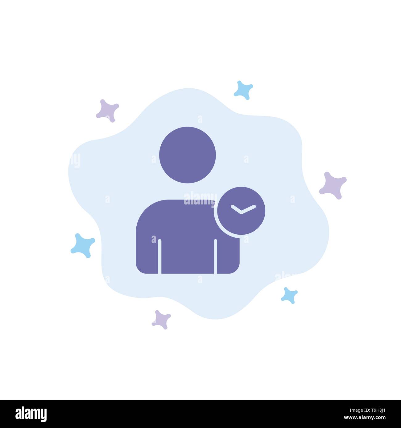 Man, User, Time, Basic Blue Icon on Abstract Cloud Background Stock Vector