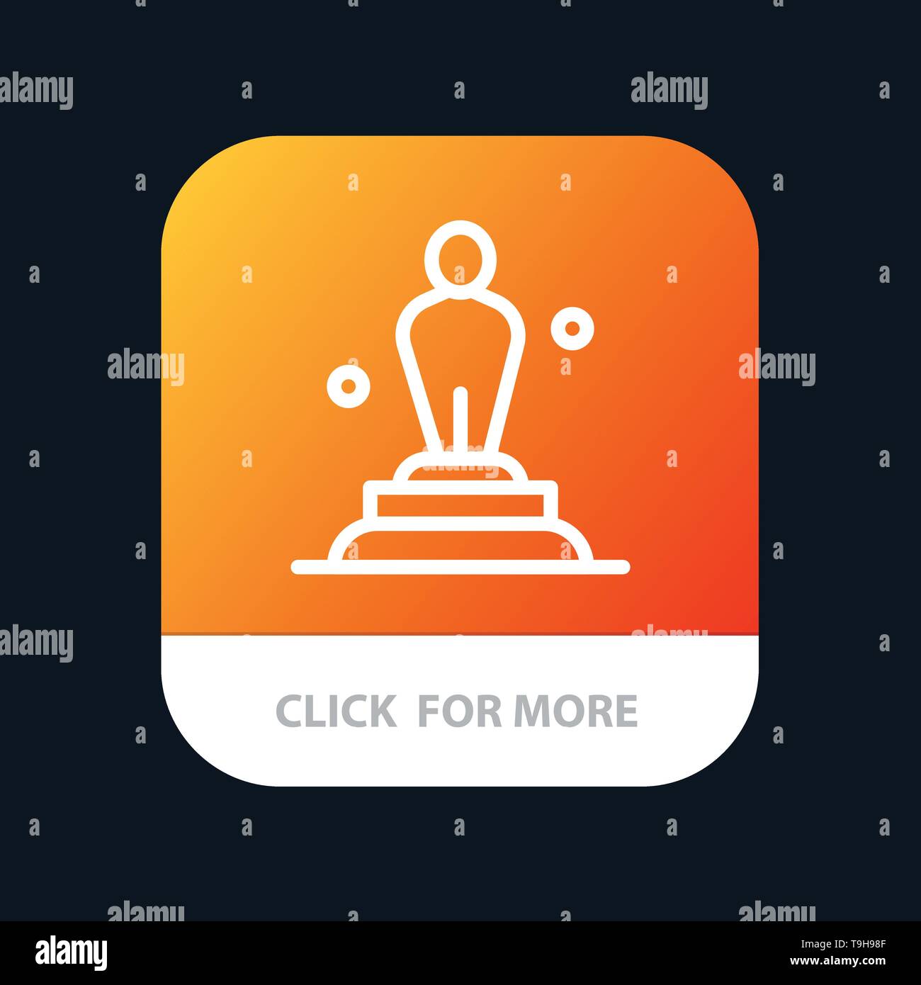 Academy, Award, Oscar, Statue, Trophy Mobile App Button. Android and IOS Line Version Stock Vector