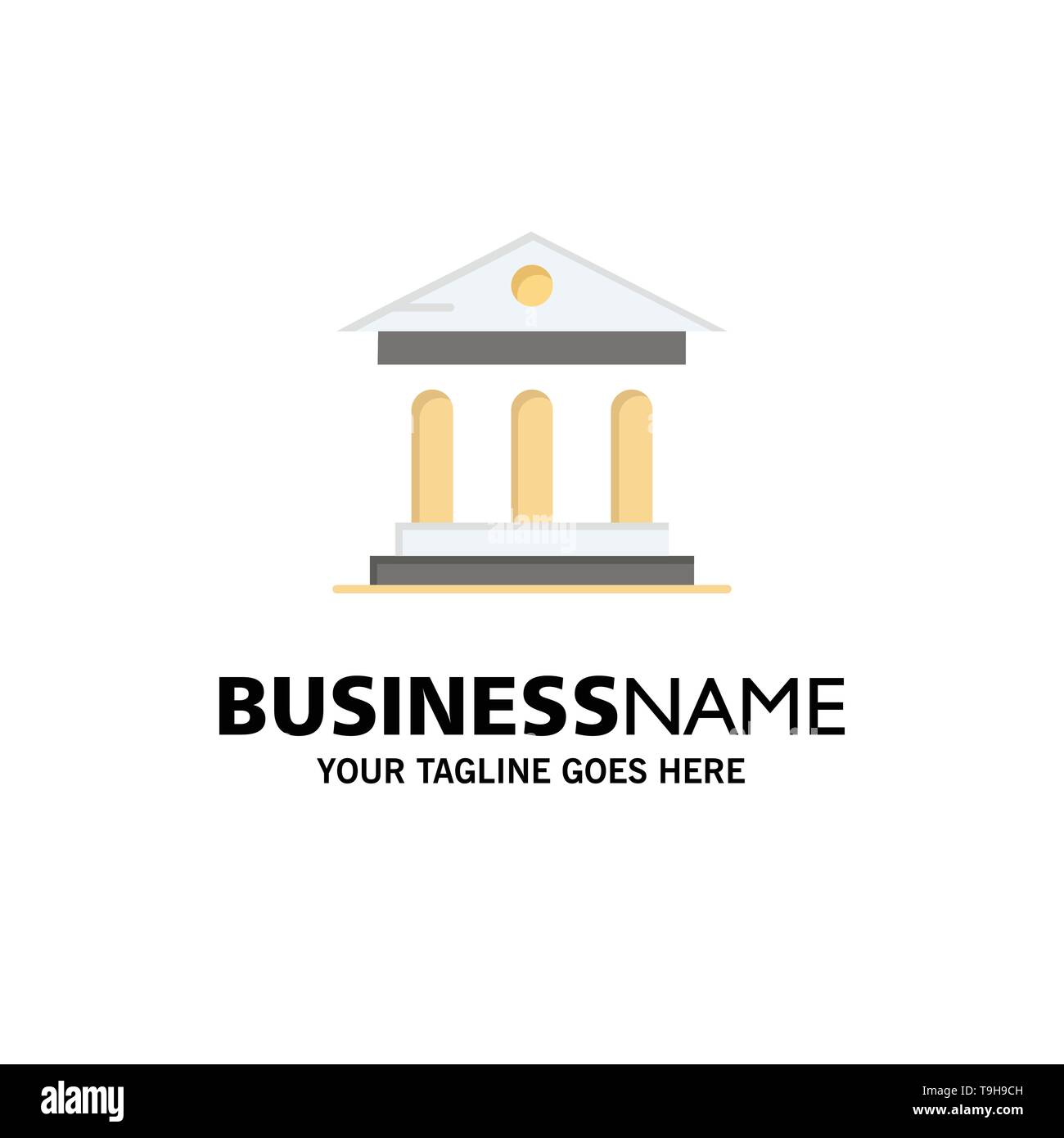 University Bank Campus Court Business Logo Template Flat Color
