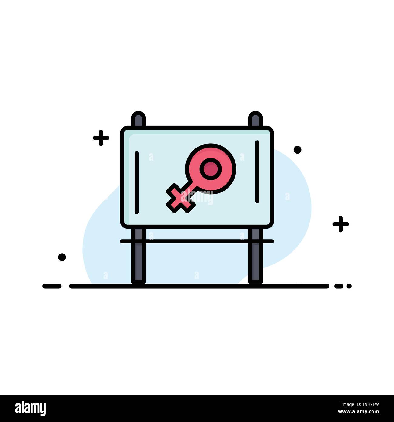 Board Ad Message Business Flat Line Filled Icon Vector Banner