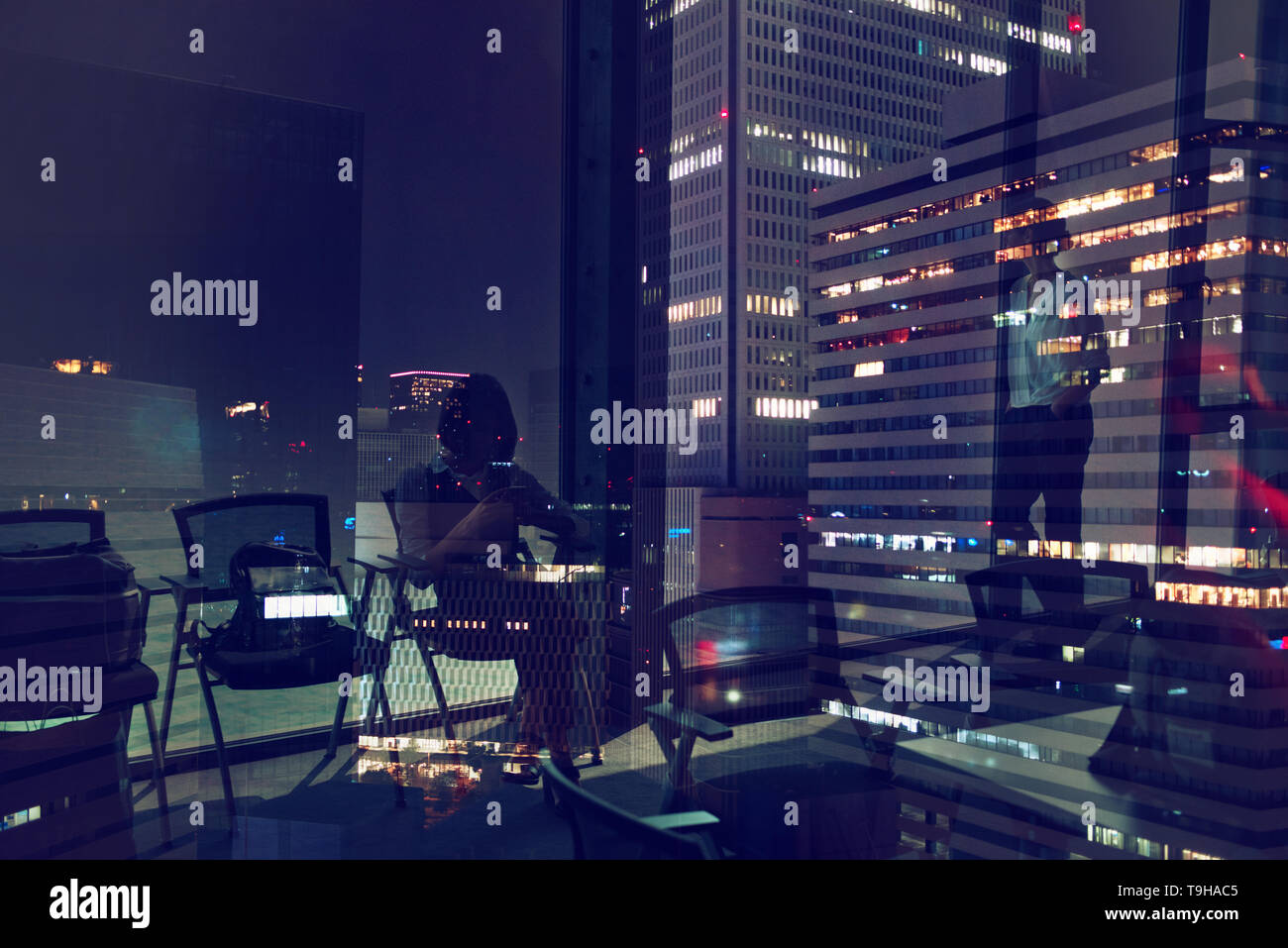 Background of business people that work during night Stock Photo
