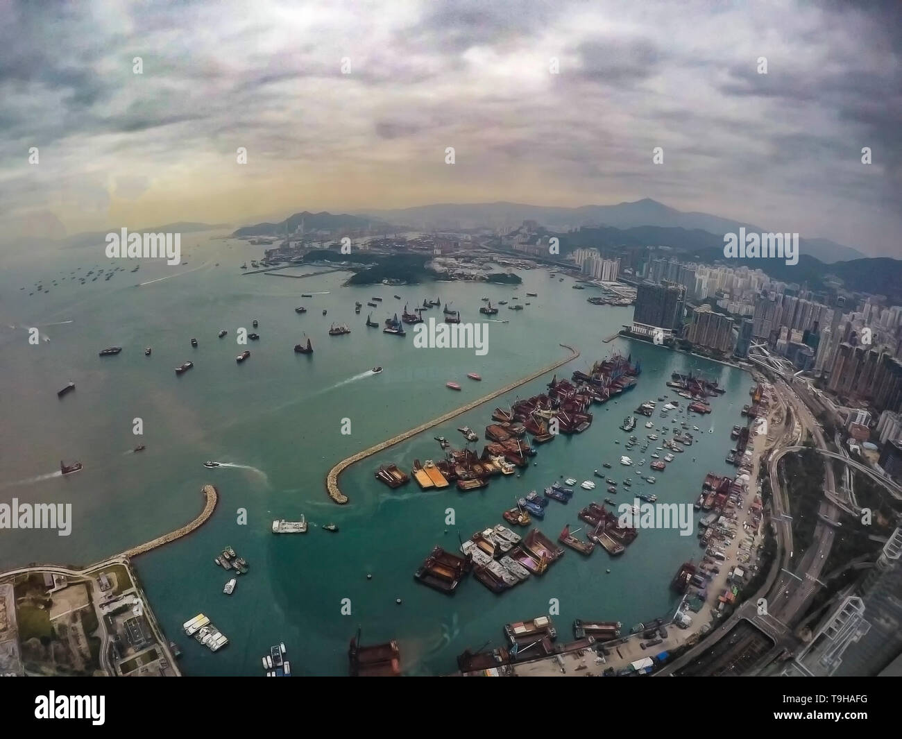 Views of Victoria Harbour and Hong Kong from above Stock Photo