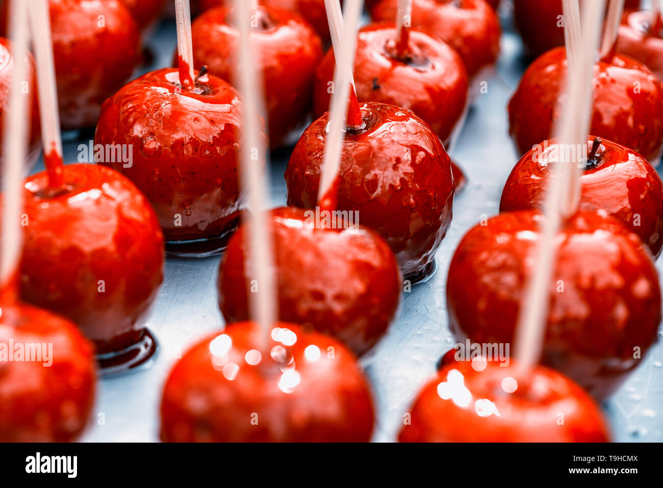 Caramelised red apples Stock Photo