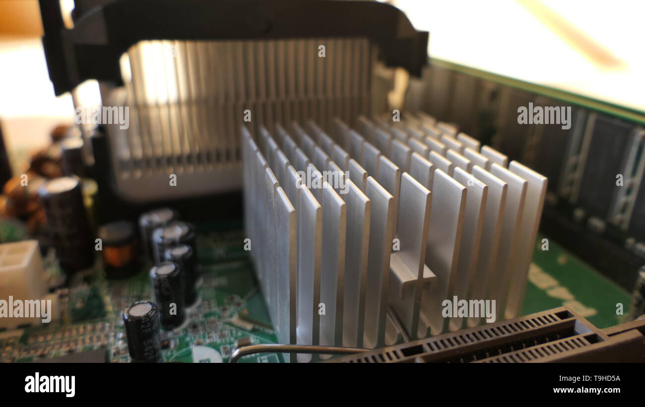 View of the northbridge of a Computer Mainboard Stock Photo