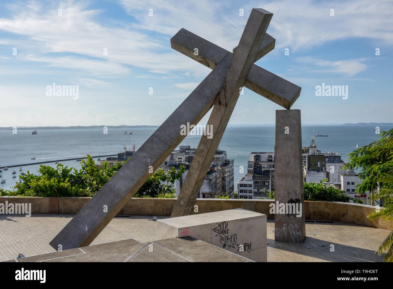Fallen Cross Monument at Salvador Bahia on Brazil Stock Photo