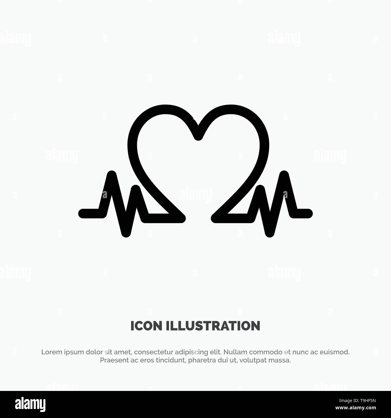 Heartbeat Love Heart Wedding Solid Glyph Icon Vector Stock