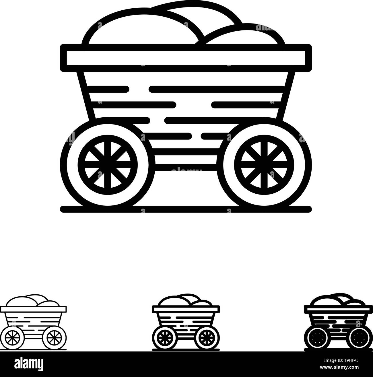 Trolley, Cart, Food, Bangladesh Bold and thin black line icon set Stock Vector