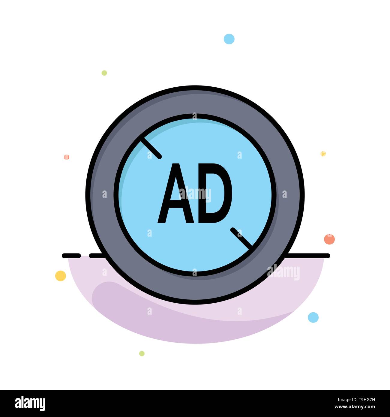 Ad, Blocker, Ad Blocker, Digital Abstract Flat Color Icon Template Stock Vector