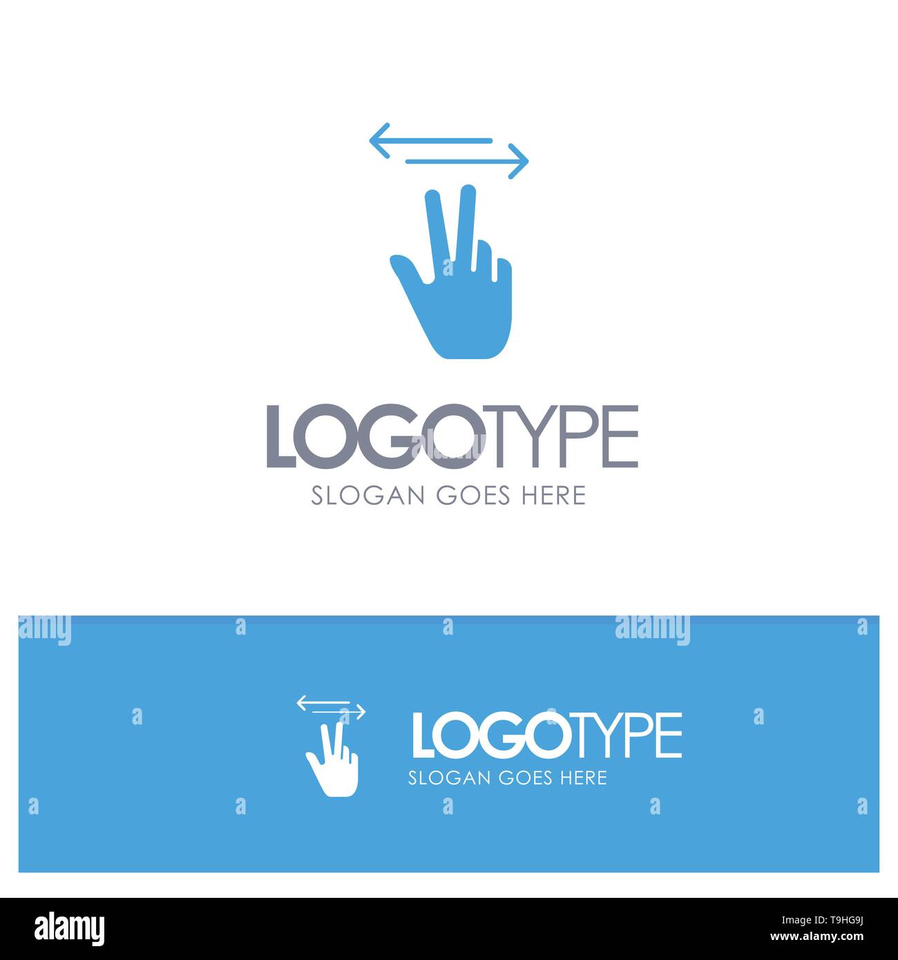 Gestures, Hand, Mobile, Touch Blue Solid Logo with place for tagline
