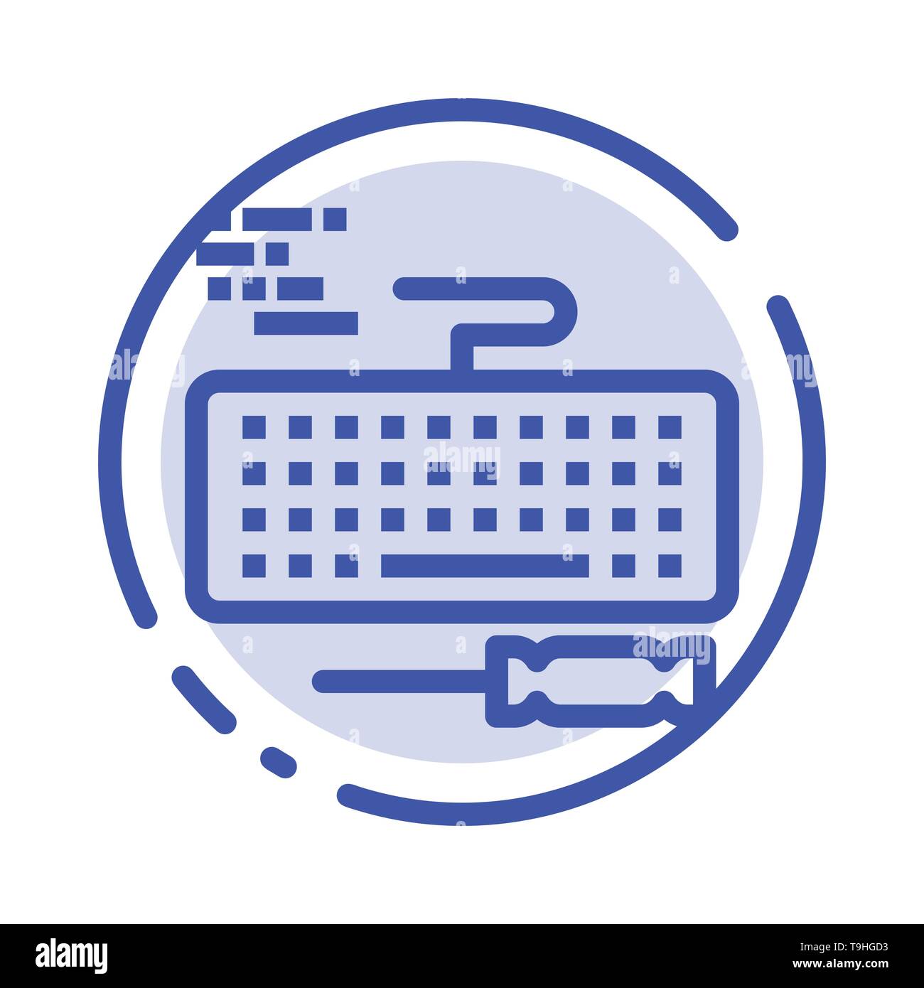 Key, Keyboard, Hardware, Repair Blue Dotted Line Line Icon Stock Vector