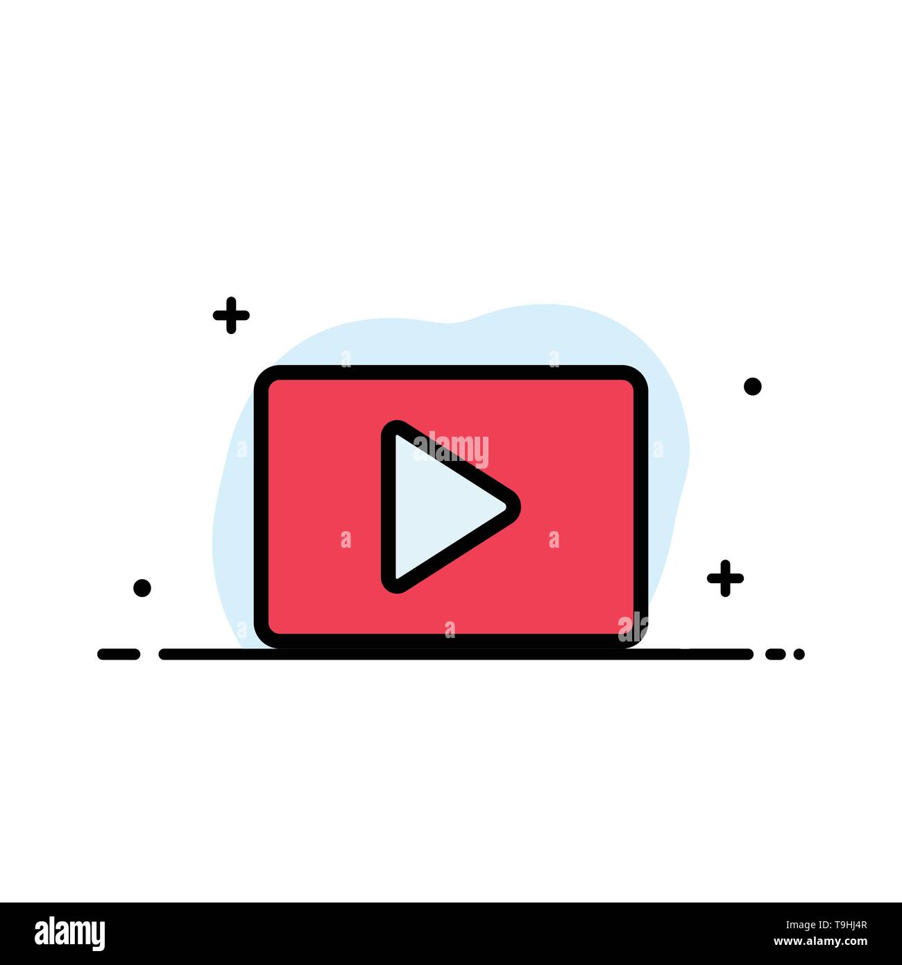 Youtube Paly Video Player Business Flat Line Filled Icon Vector