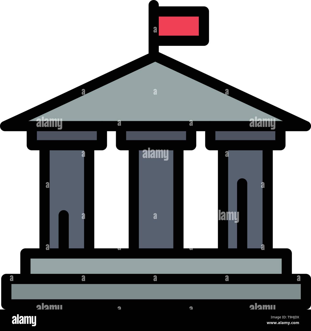 Bank Flag American Usa Flat Color Icon Vector Icon Banner