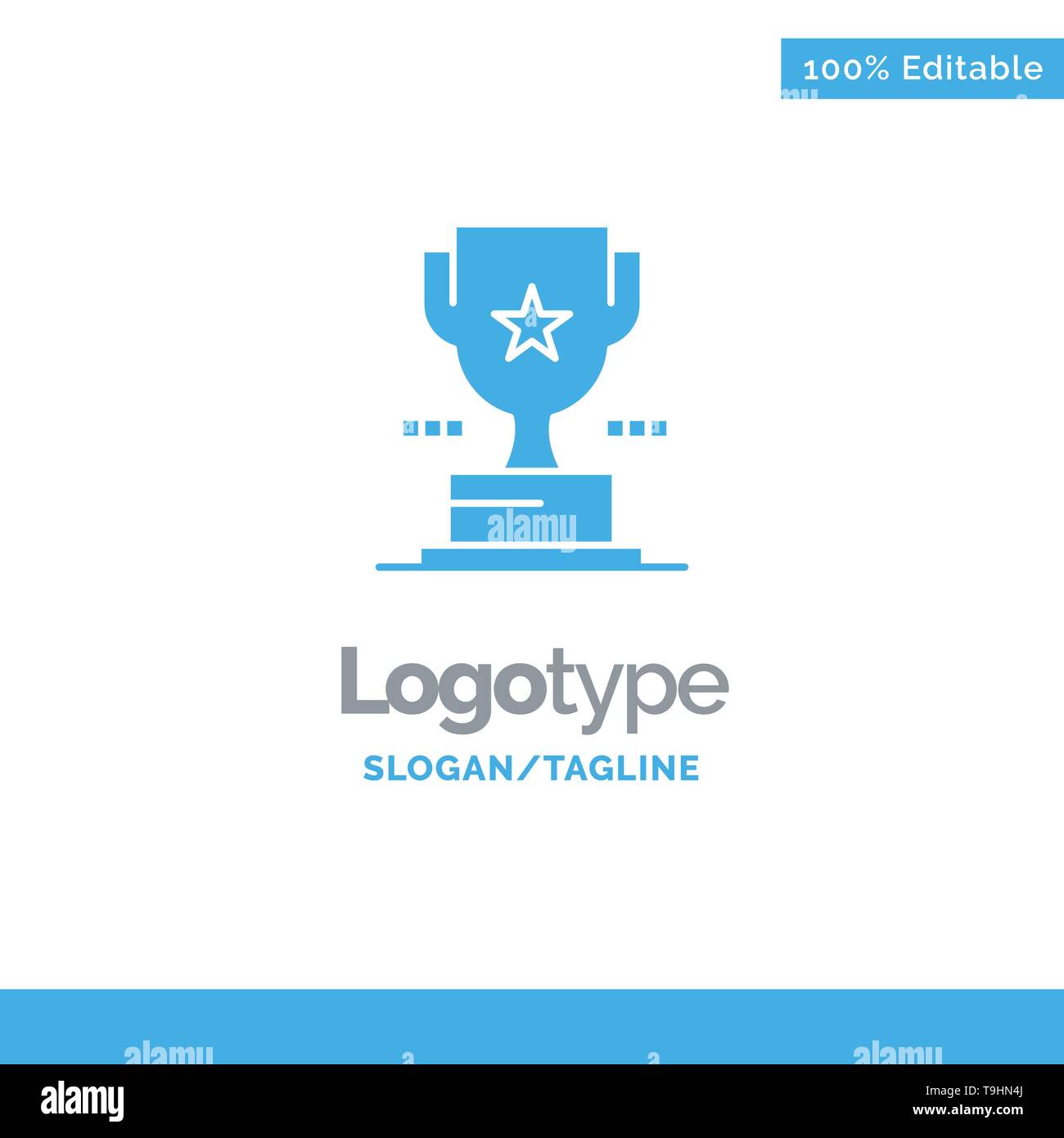 Cup Trophy Prize Achievement Blue Solid Logo Template Place