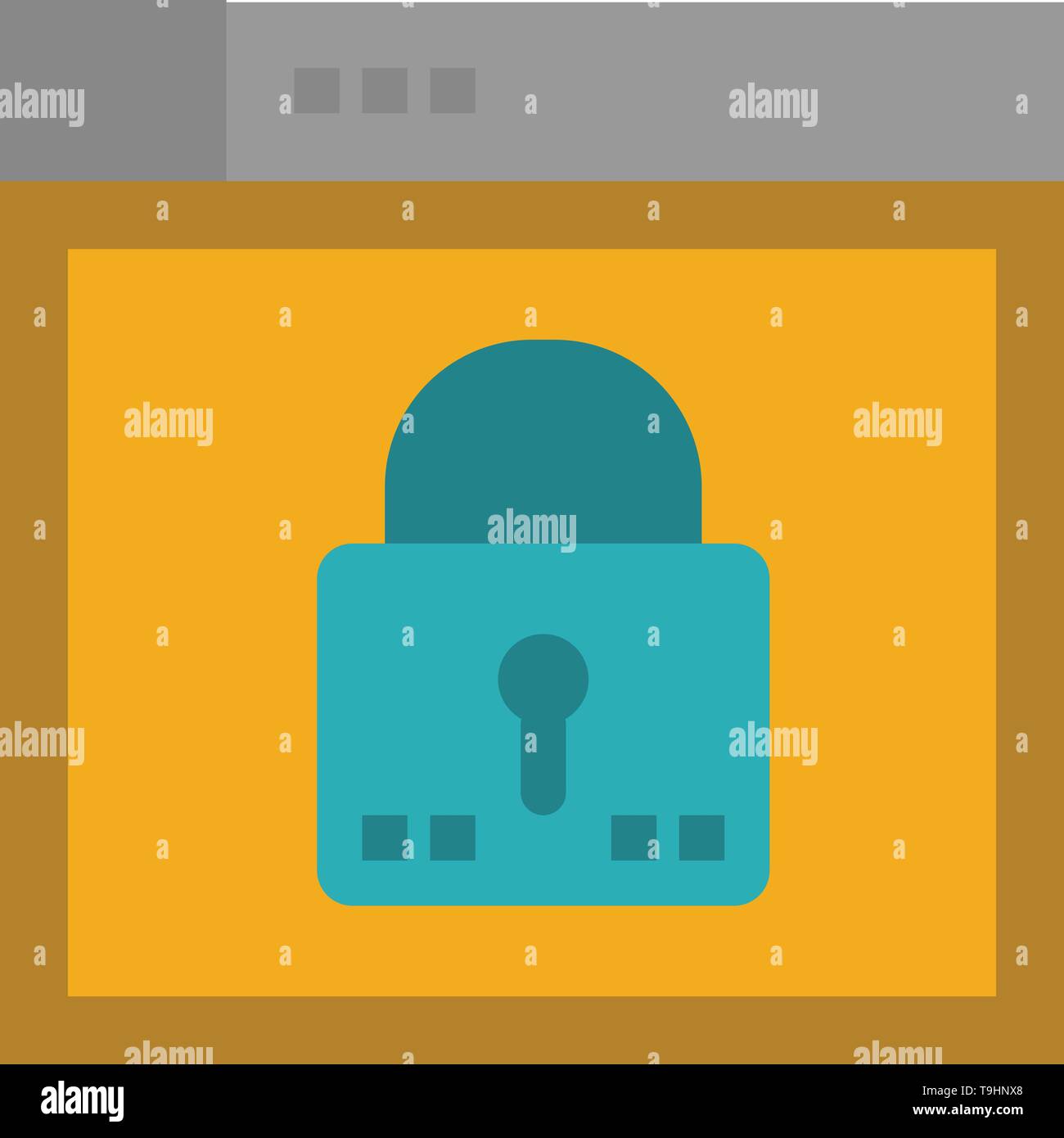 Login Secure Web Layout Password Lock Flat Color Icon Vector