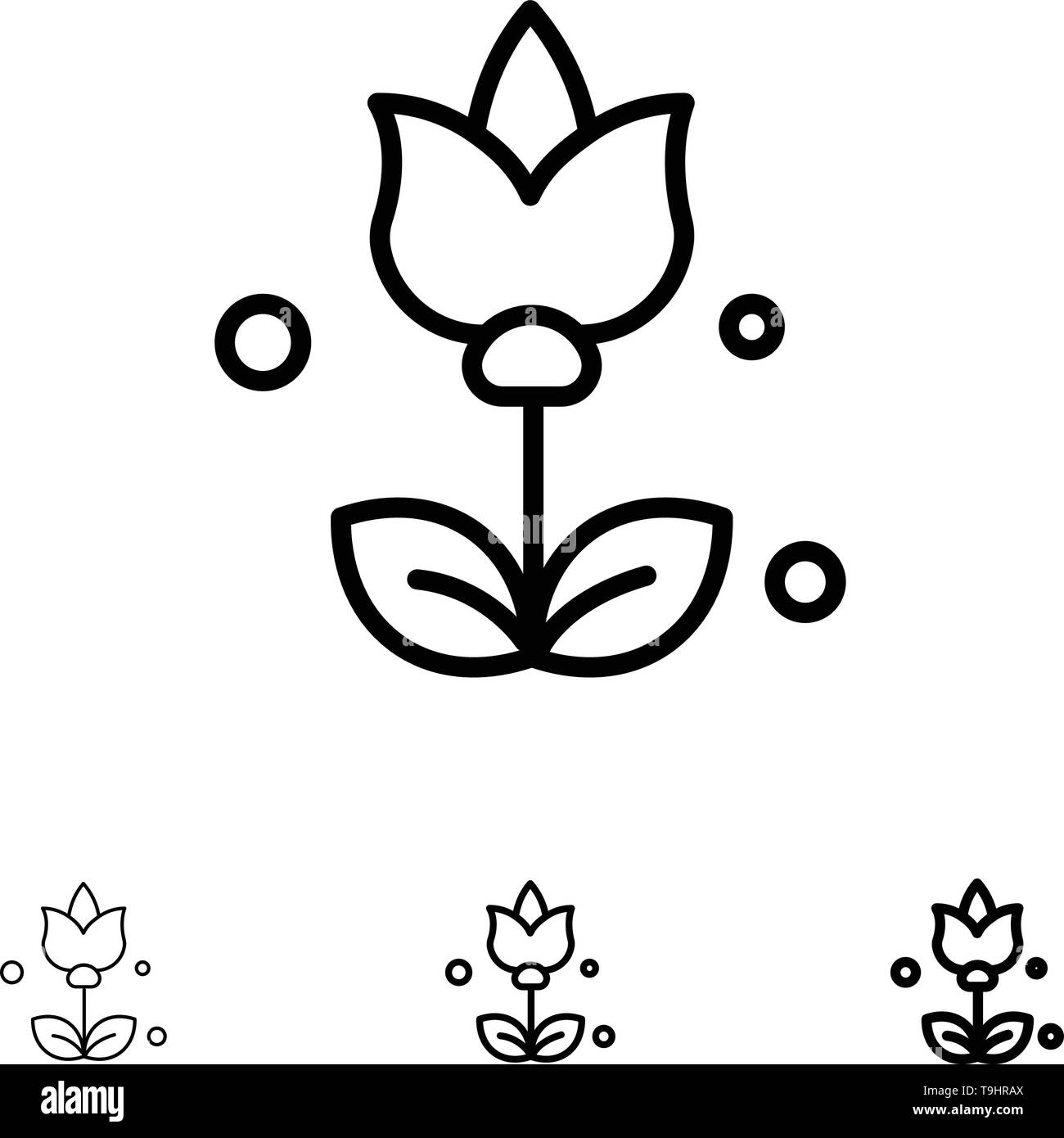 Bouquet, Flowers, Present Bold and thin black line icon set Stock ...