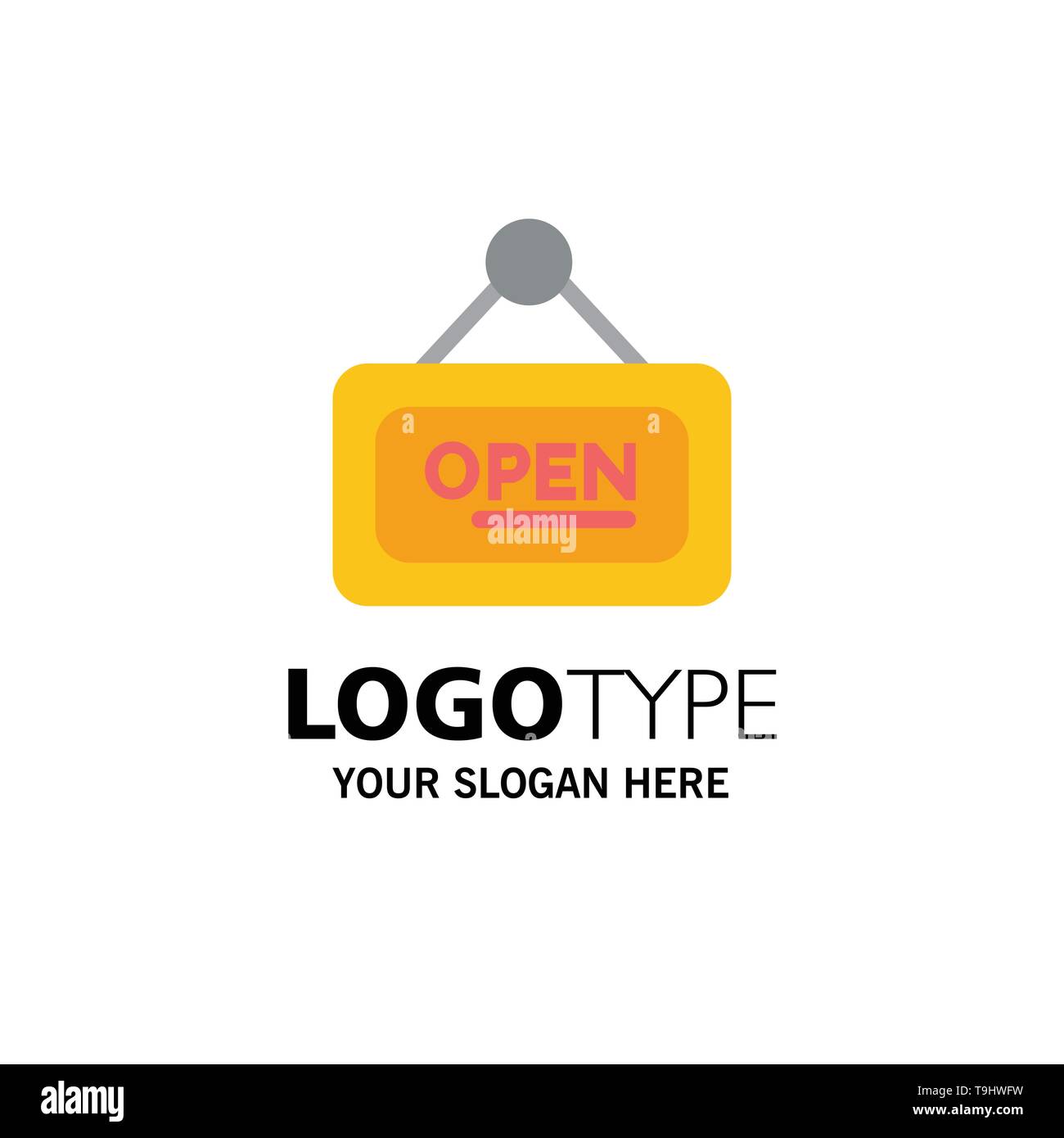 Marketing, Board, Sign, Open Business Logo Template. Flat Color Stock Vector