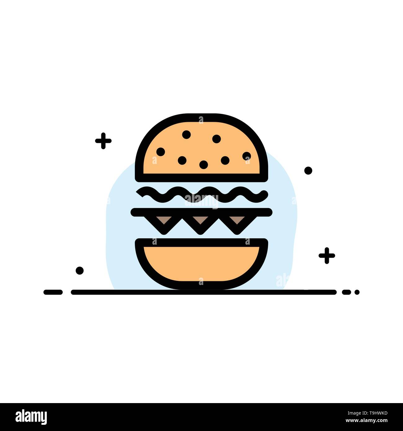 Burger Food Eat Canada Business Flat Line Filled Icon Vector