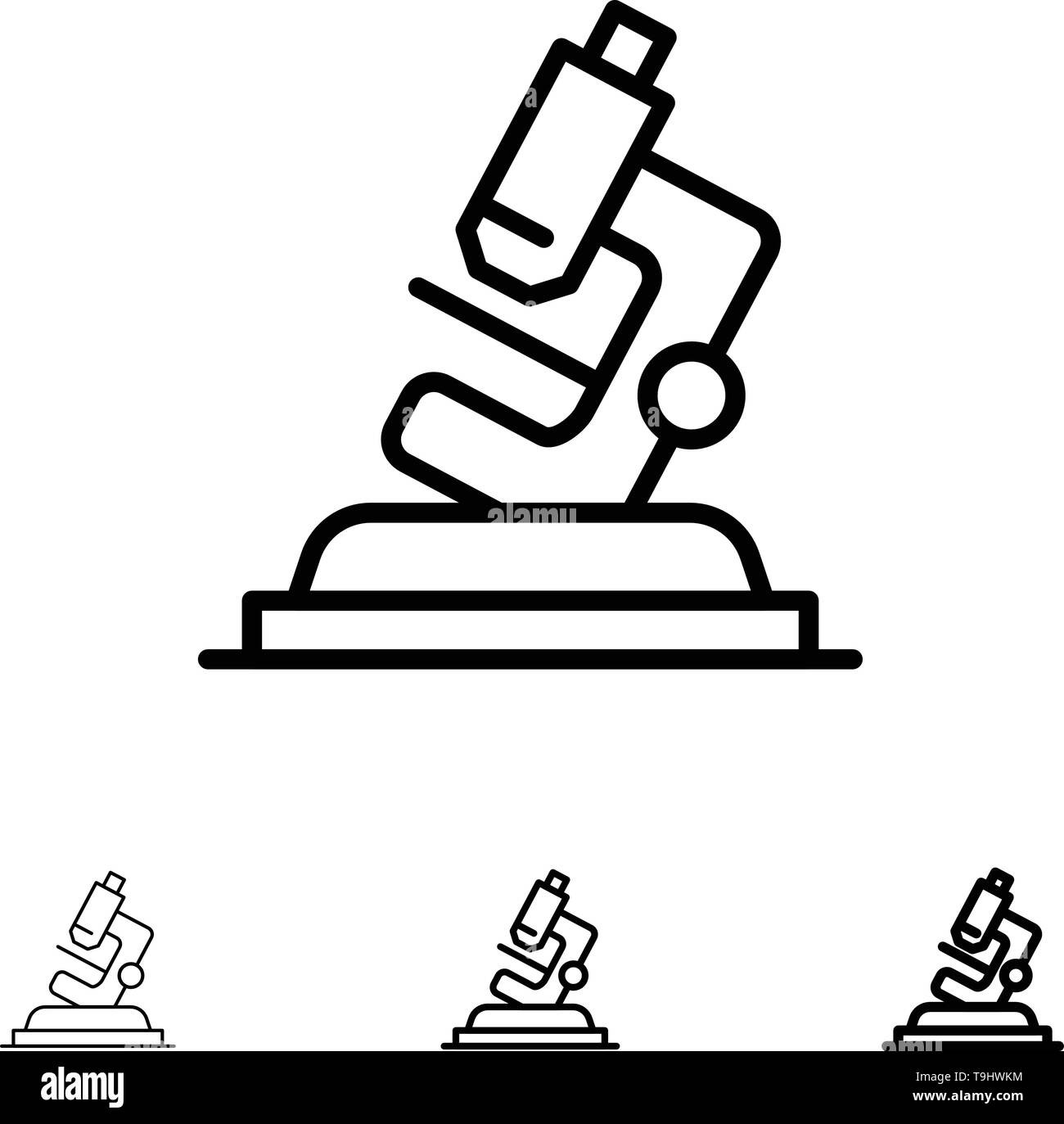 Lab, Microscope, Science, Zoom Bold and thin black line icon set Stock