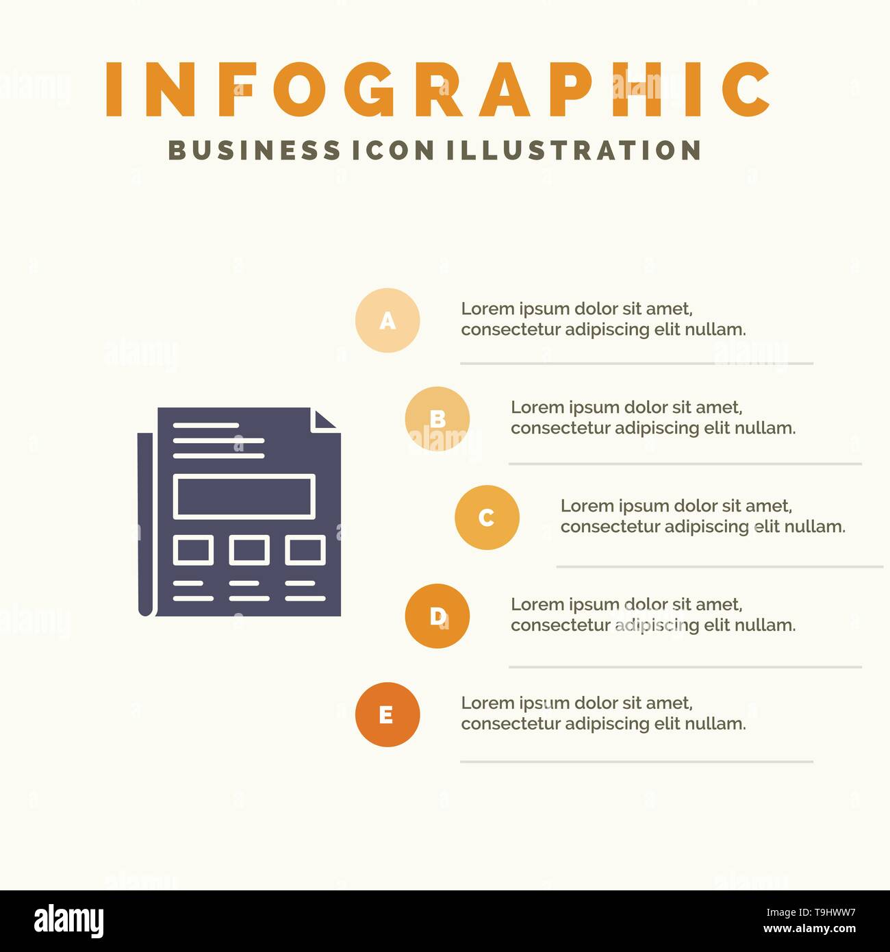 Report Paper Sheet Presentation Solid Icon Infographics 5 Steps