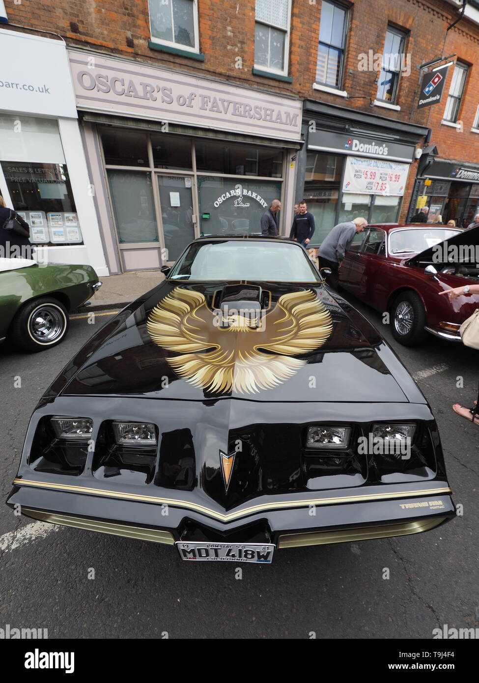 Faversham, Kent, UK. 19th May, 2019. 25th Faversham Transport Weekend: the second day of this annual transport festival now in its 25th year showcasing a wide range of vintage cars and vehicles. Pictured: a 1980 Pontiac Firebird Trans Am. Credit: James Bell/Alamy Live News Stock Photo